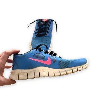 Nike blue and pink lace up sneakers size 6 youth